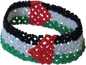 Unisex Palestine Ajustable Handmade Beaded Flag Fashion Bracelet