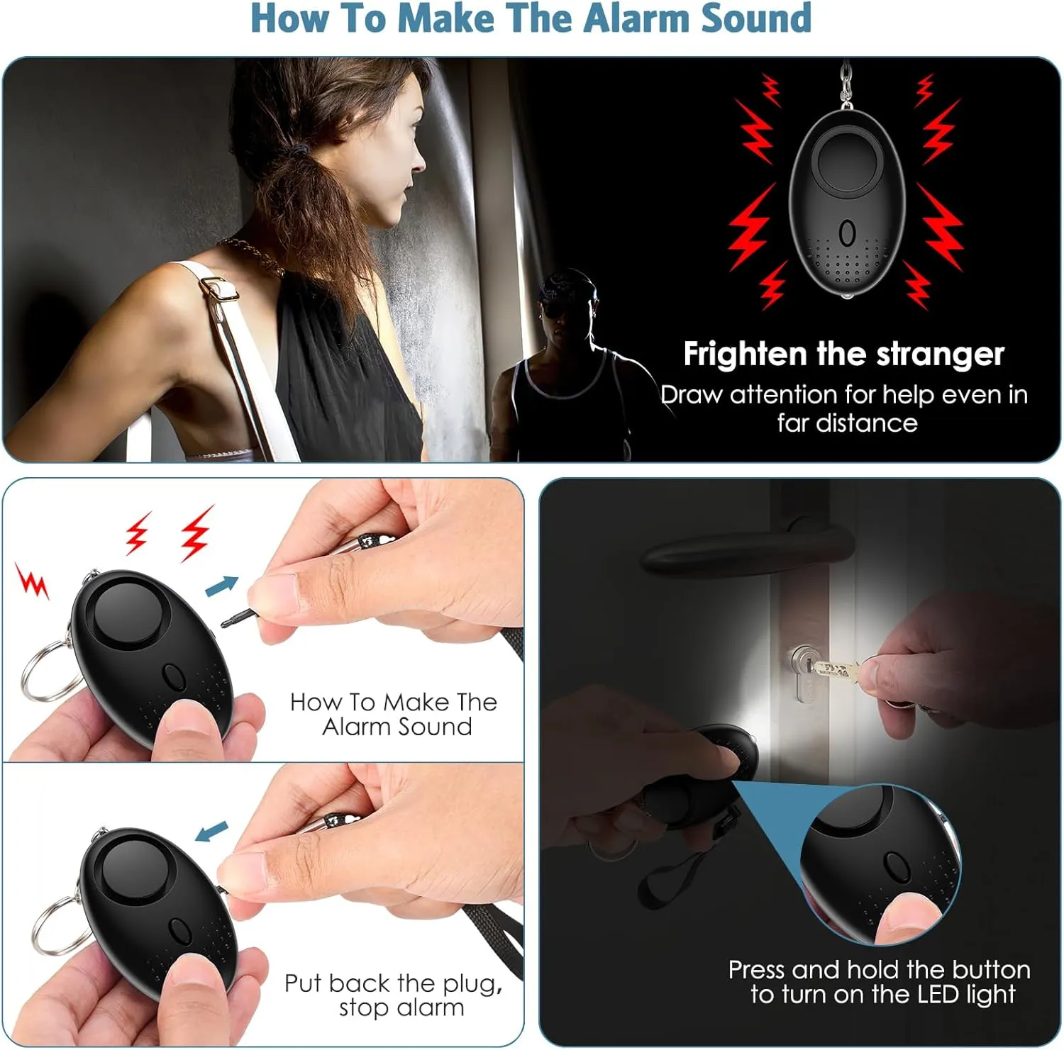 Upgraded Safety Keychain Set for Women, Wristlet Strap Keychain with Personal Alarms, Mirror, Pom Pom, etc. (18PCS)