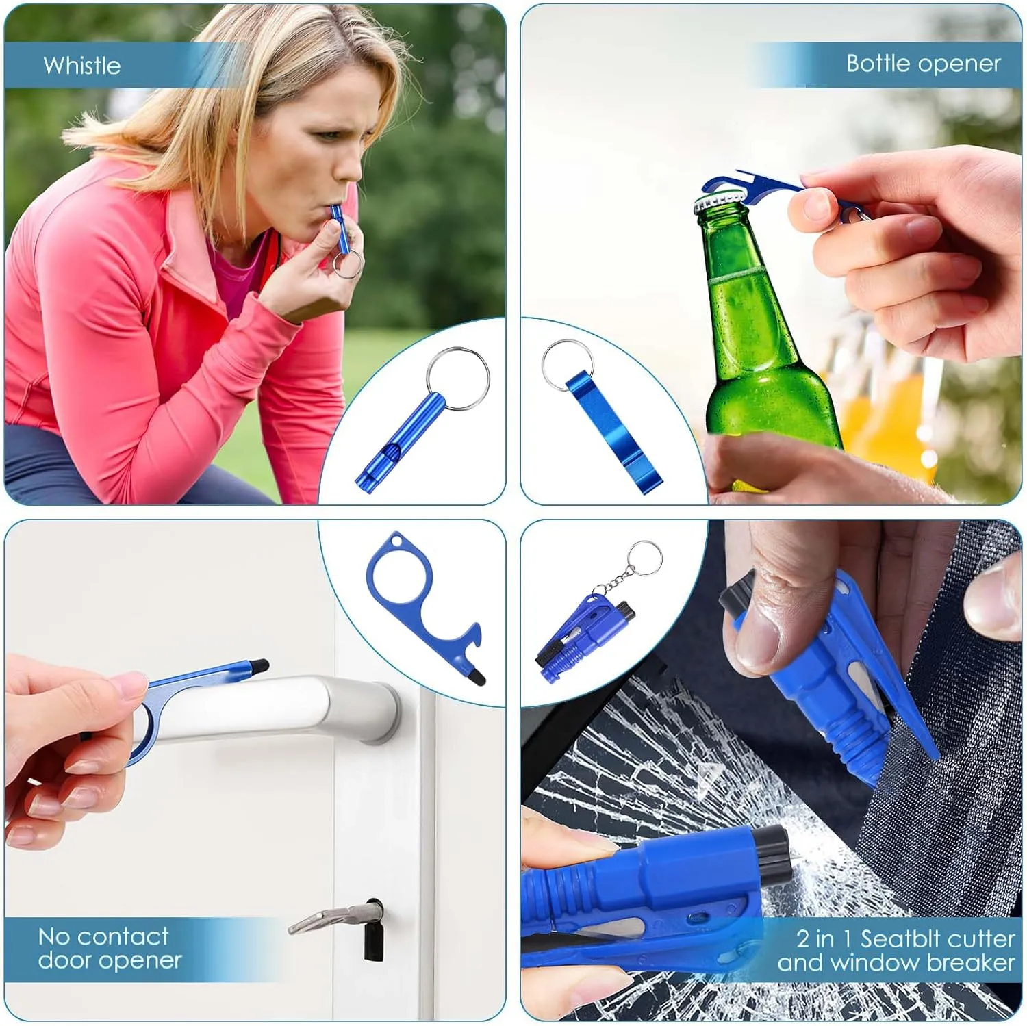 Upgraded Safety Keychain Set for Women, Wristlet Strap Keychain with Personal Alarms, Mirror, Pom Pom, etc. (18PCS)