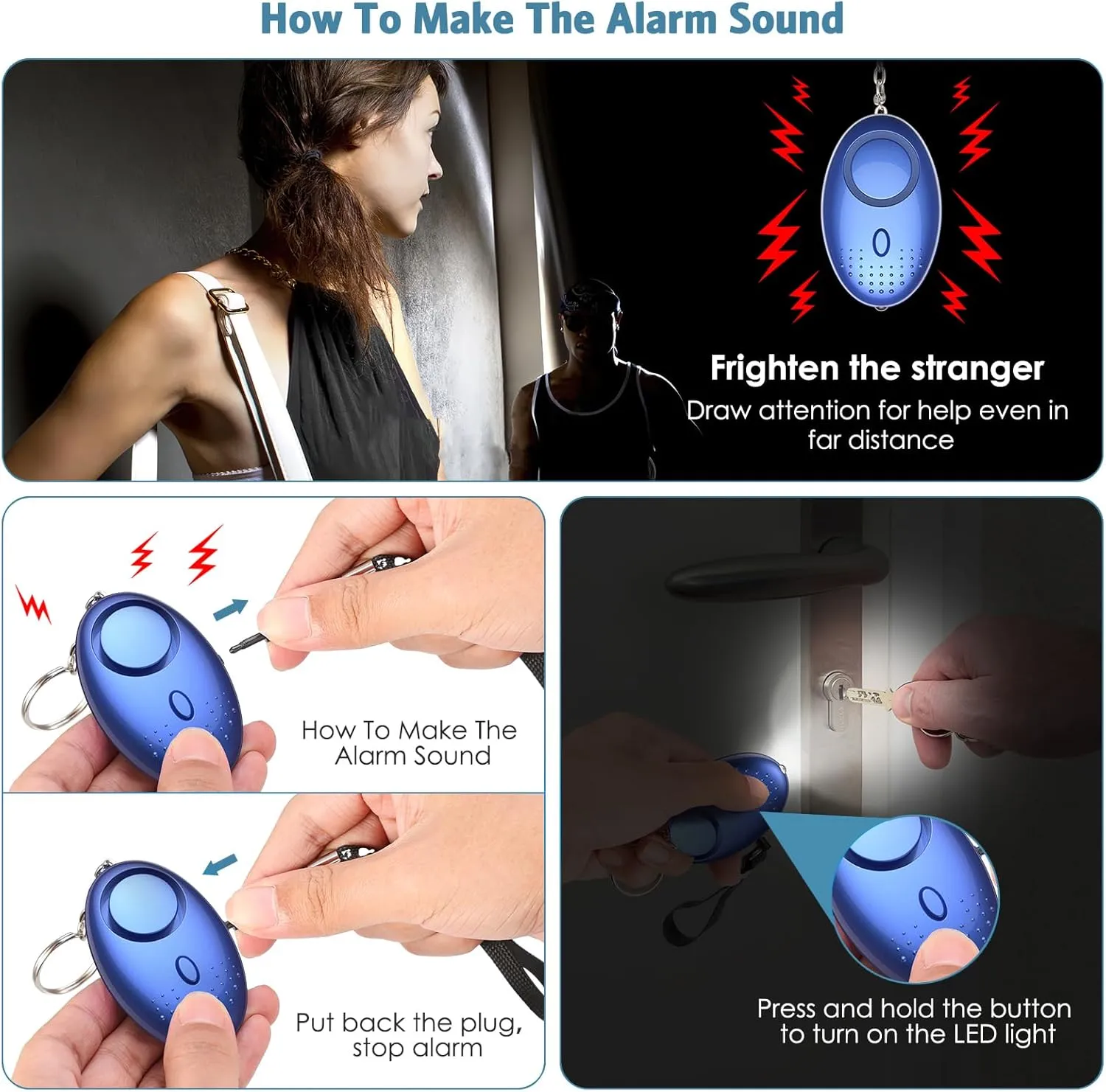 Upgraded Safety Keychain Set for Women, Wristlet Strap Keychain with Personal Alarms, Mirror, Pom Pom, etc. (18PCS)