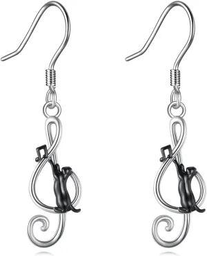 URONE Cat/Spider Earrings 925 Sterling Silver Animals Dangle Earrings Animals Jewelry Gifts for Women