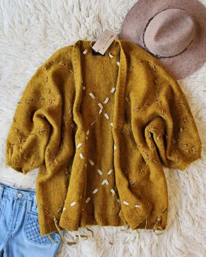 Velvet & Tie Sweater in Mustard