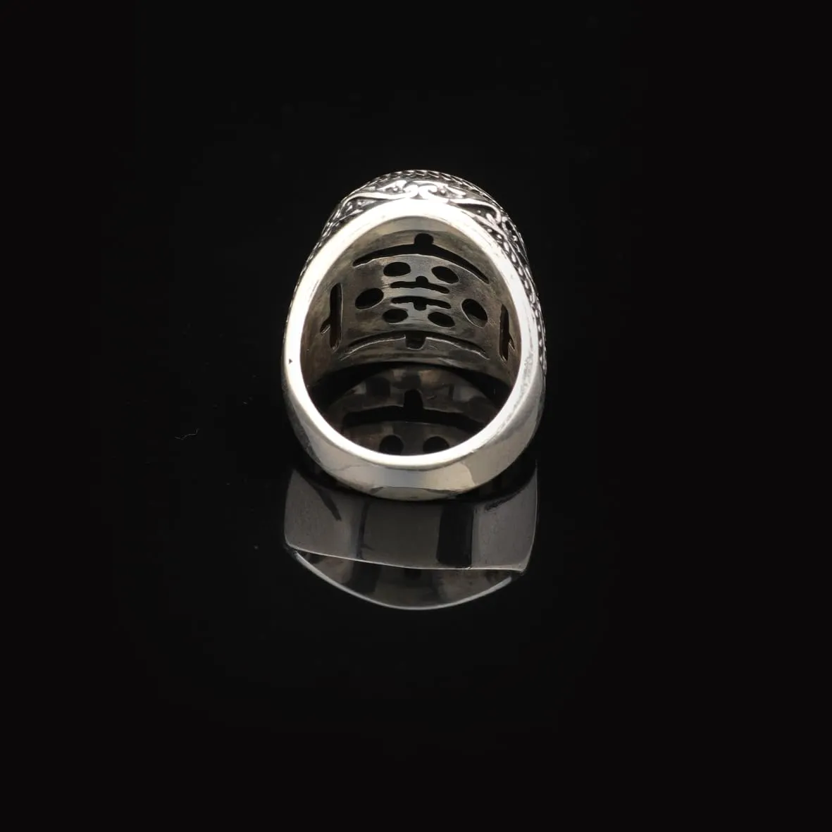 Vintage Shield Cross Signet Ring for Men - 925 Sterling Silver Christian Statement Ring - Polished Handmade Engagement Ring with Custom Engraving (7)