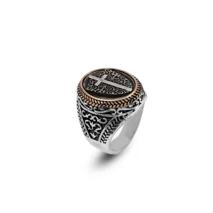 Vintage Shield Cross Signet Ring for Men - 925 Sterling Silver Christian Statement Ring - Polished Handmade Engagement Ring with Custom Engraving (7)