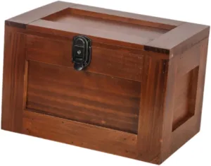 Vintage Wooden Storage Box Container Keepsake Box Antique Style Lockable Front Clasp Trinket Box Jewelry Box for Cosmetics