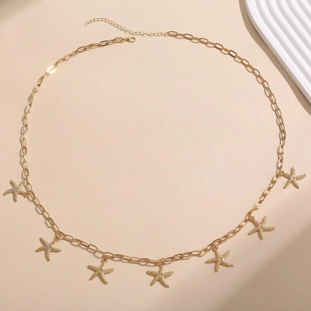 Vivian&CD Mermaid Seashell Starfish Waist Chain for Women, Gold Boho Pearl Shell Conch Belt Chain Waterproof Body Chain for Summer Beach Sexy Bikini Pirate Costume Accessories