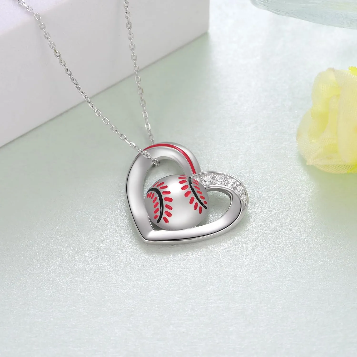 Volleyball/Tennis Racket/Baseball/Golf/Soccer/Football/Softball/Basketball/Hockey/Pickleball Necklace 925 Sterling Sliver Sport Necklace for Women Sport Jewelry Gifts for Daughter Girls Sports Fans