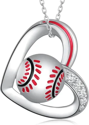 Volleyball/Tennis Racket/Baseball/Golf/Soccer/Football/Softball/Basketball/Hockey/Pickleball Necklace 925 Sterling Sliver Sport Necklace for Women Sport Jewelry Gifts for Daughter Girls Sports Fans