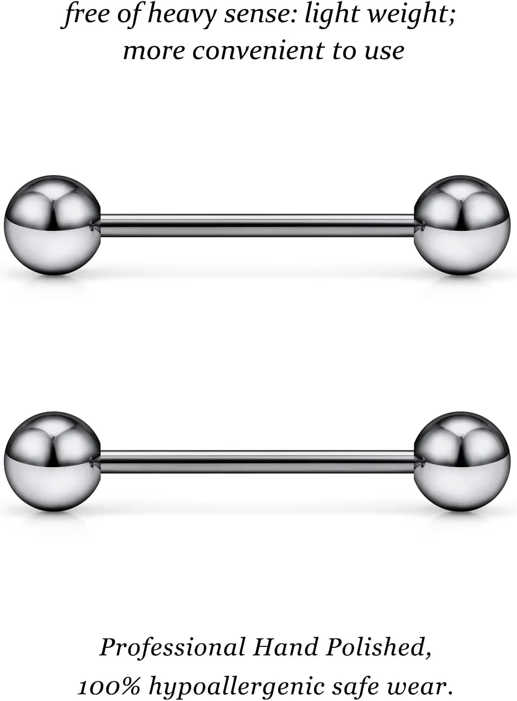 Vsnnsns 14G 16G Internally Threaded ASTM F136 Titanium Tongue Rings Nipple Piercing Jewelry Straight Barbell Tongue Rings Nipple Piercing Jewelry for Women Men 14 Gauge 16 Gauge 12MM 14MM 16MM