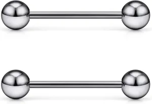 Vsnnsns 14G 16G Internally Threaded ASTM F136 Titanium Tongue Rings Nipple Piercing Jewelry Straight Barbell Tongue Rings Nipple Piercing Jewelry for Women Men 14 Gauge 16 Gauge 12MM 14MM 16MM