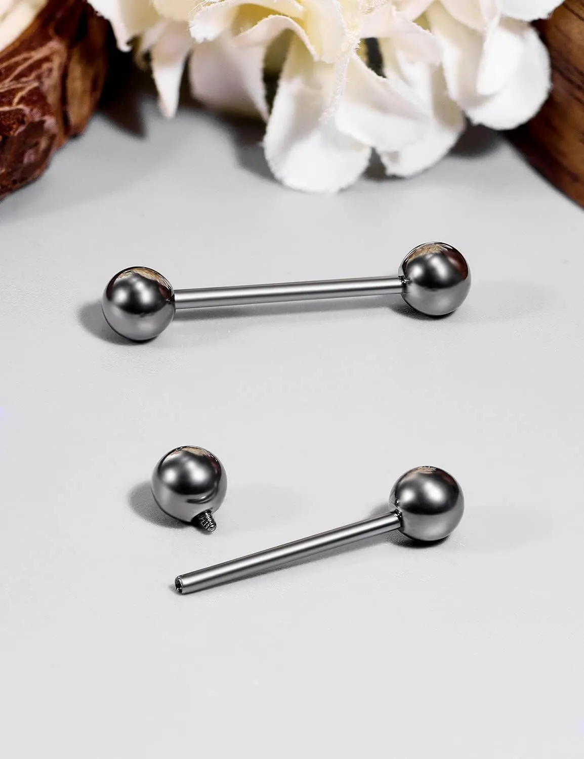 Vsnnsns 14G 16G Internally Threaded ASTM F136 Titanium Tongue Rings Nipple Piercing Jewelry Straight Barbell Tongue Rings Nipple Piercing Jewelry for Women Men 14 Gauge 16 Gauge 12MM 14MM 16MM