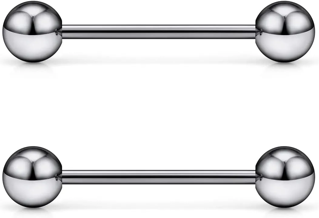 Vsnnsns 14G 16G Internally Threaded ASTM F136 Titanium Tongue Rings Nipple Piercing Jewelry Straight Barbell Tongue Rings Nipple Piercing Jewelry for Women Men 14 Gauge 16 Gauge 12MM 14MM 16MM
