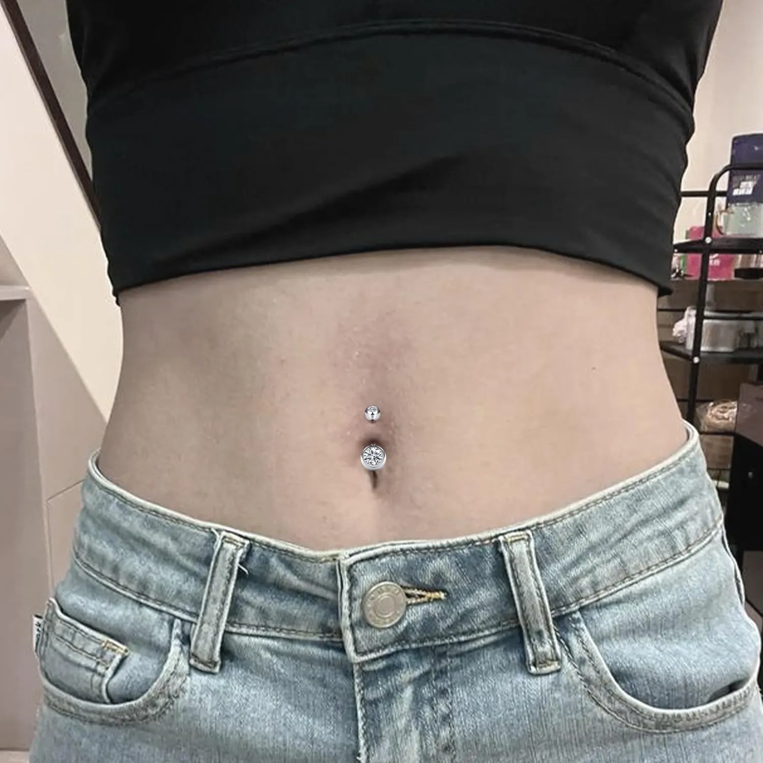 Vsnnsns 14G Dangle Belly Button Ring Piercing Jewelry 316L Stainless Surgical Steel Heart Flower CZ Reverse Navel Rings Dangling Belly Button Ring Piercing Jewelry for Women 14 Gauge Hypoallergenic