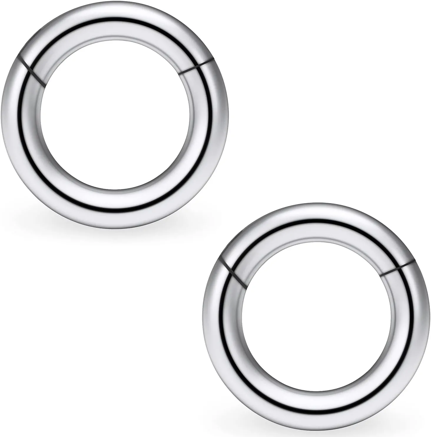 Vsnnsns 2G 4G 6G 8G 12G Septum Rings Surgical Steel Heavy Gauges Earrings for Stretching Hinged Segment Clicker Septum Nose Rings Weights Earrings Hoops Diameter 14mm 16mm 19mm Silver