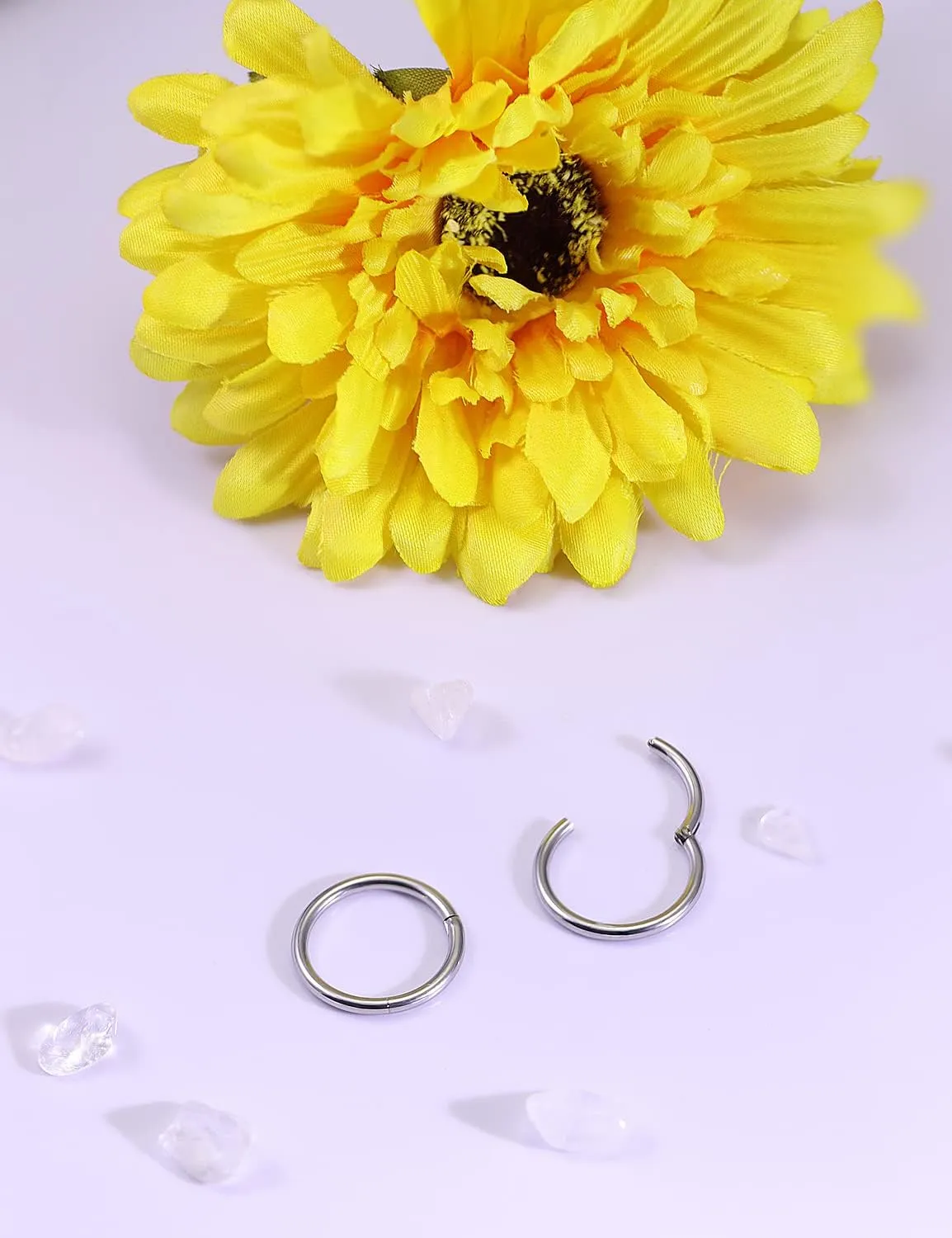 Vsnnsns 2G 4G 6G 8G 12G Septum Rings Surgical Steel Heavy Gauges Earrings for Stretching Hinged Segment Clicker Septum Nose Rings Weights Earrings Hoops Diameter 14mm 16mm 19mm Silver