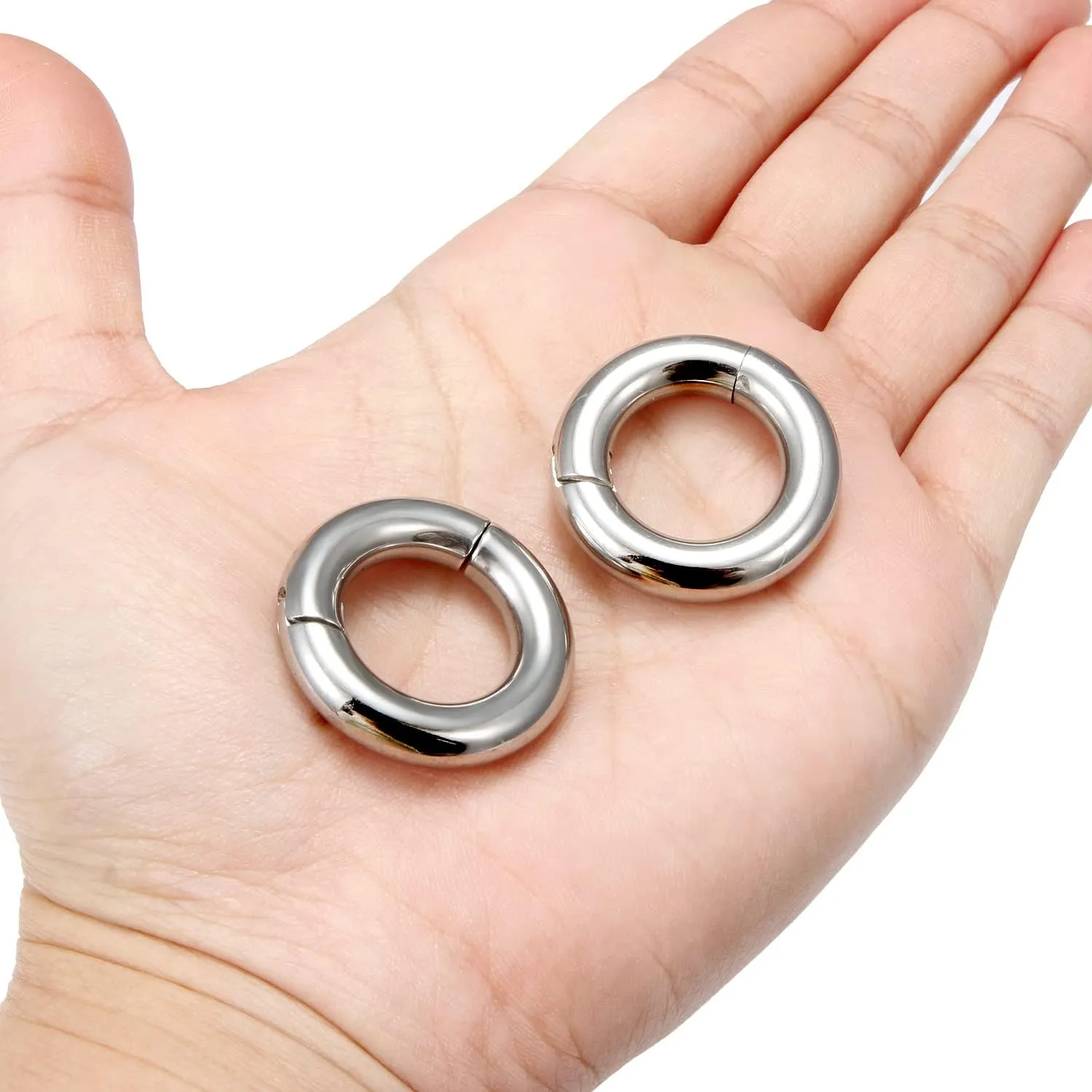 Vsnnsns 2G 4G 6G 8G 12G Septum Rings Surgical Steel Heavy Gauges Earrings for Stretching Hinged Segment Clicker Septum Nose Rings Weights Earrings Hoops Diameter 14mm 16mm 19mm Silver