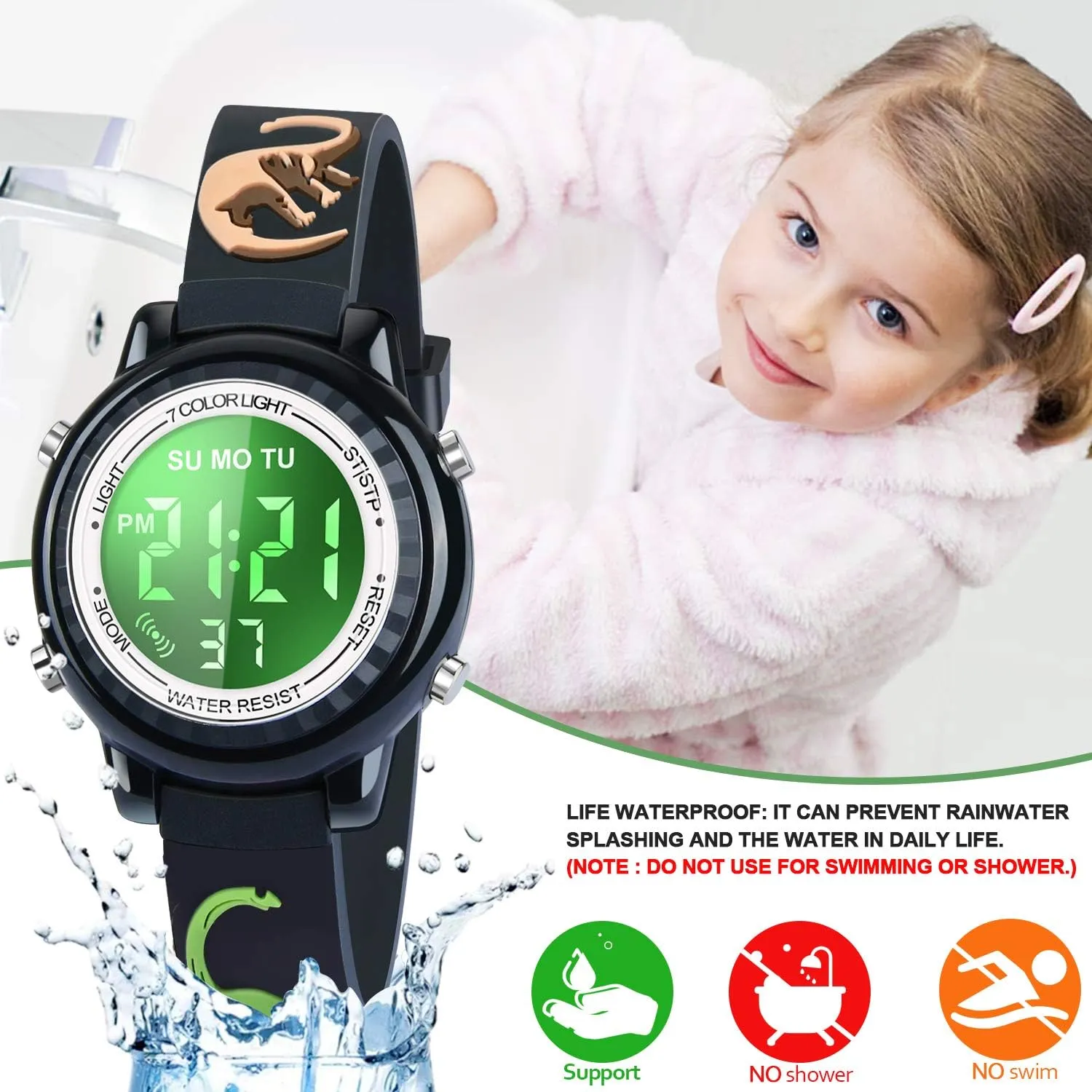 Waterproof LED Kids Watches with Alarm - Kids Toys Gifts for Girls Age 3-10