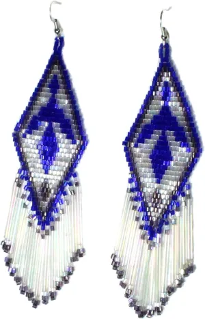Weavish Long Beaded Dangle Earrings  Boho Native Handmade Seed Bead Tassel Earrings, Bohemian Large Statement Beaded Drop Fringe Earrings for Women