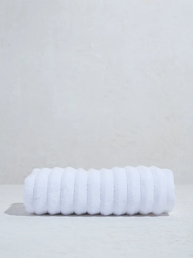 Westside Home White Self-Striped Luxe Hand Towel