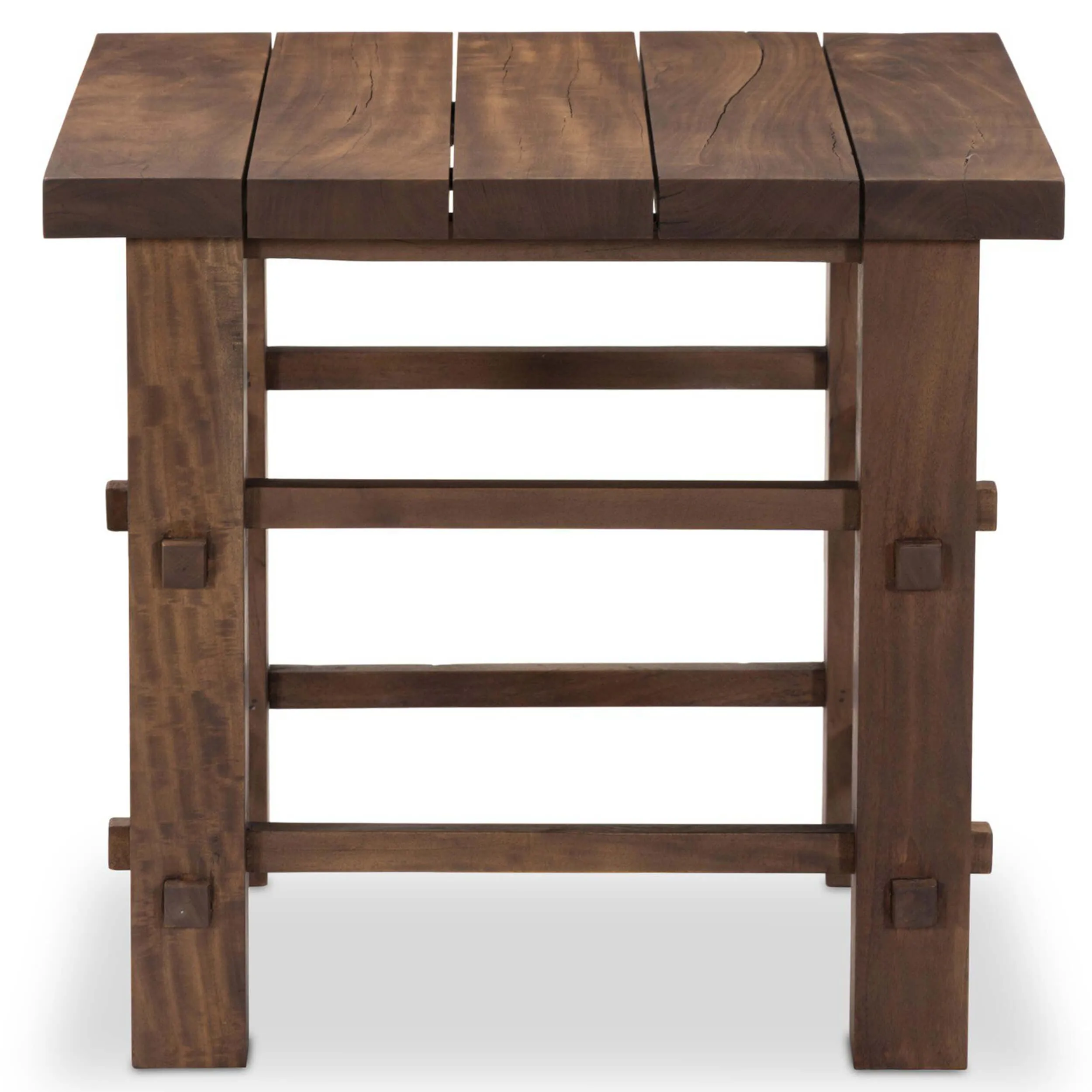 Wide Plank End Table, Warm Brown