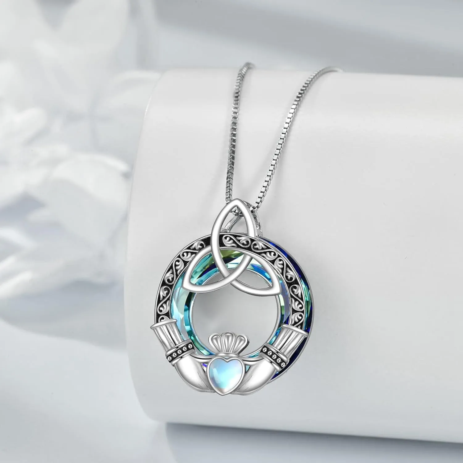 WINNICACA 925 Sterling Silver Celtic Knot Necklace Compass Jewelry Vintage Irish Witch's Knot Pendant Triple Moon Goddess Hecate Jewelry Birthday Christmas Gift to Women Girlfriend Her