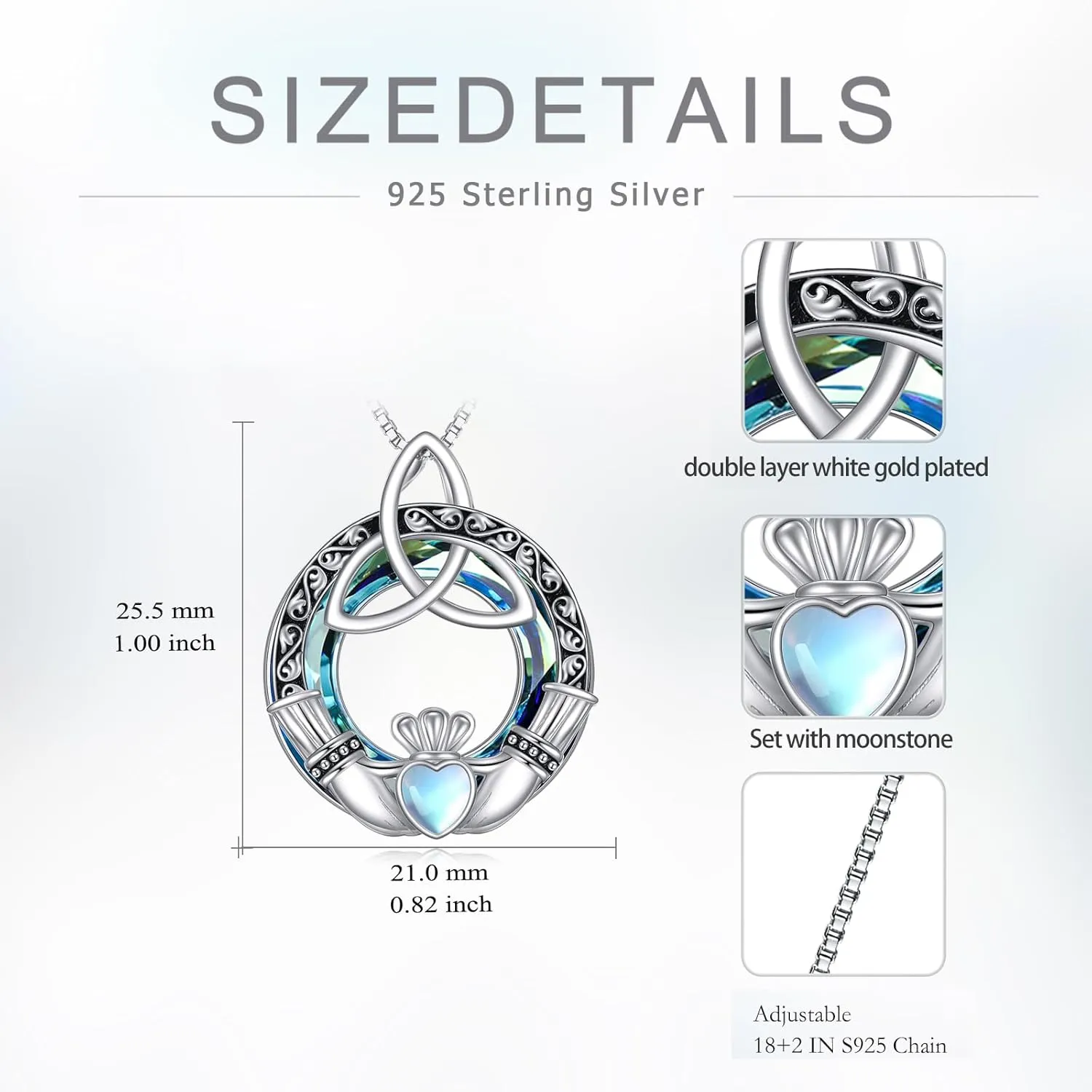 WINNICACA 925 Sterling Silver Celtic Knot Necklace Compass Jewelry Vintage Irish Witch's Knot Pendant Triple Moon Goddess Hecate Jewelry Birthday Christmas Gift to Women Girlfriend Her
