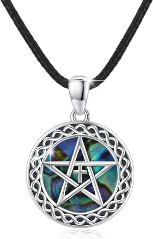 Witchcraft Necklace for Women 925 Sterling Silver Pentagram/Triple Moon Goddess Pendant Necklace Amulet Jewelry Witchcraft Jewelry Gift for Women