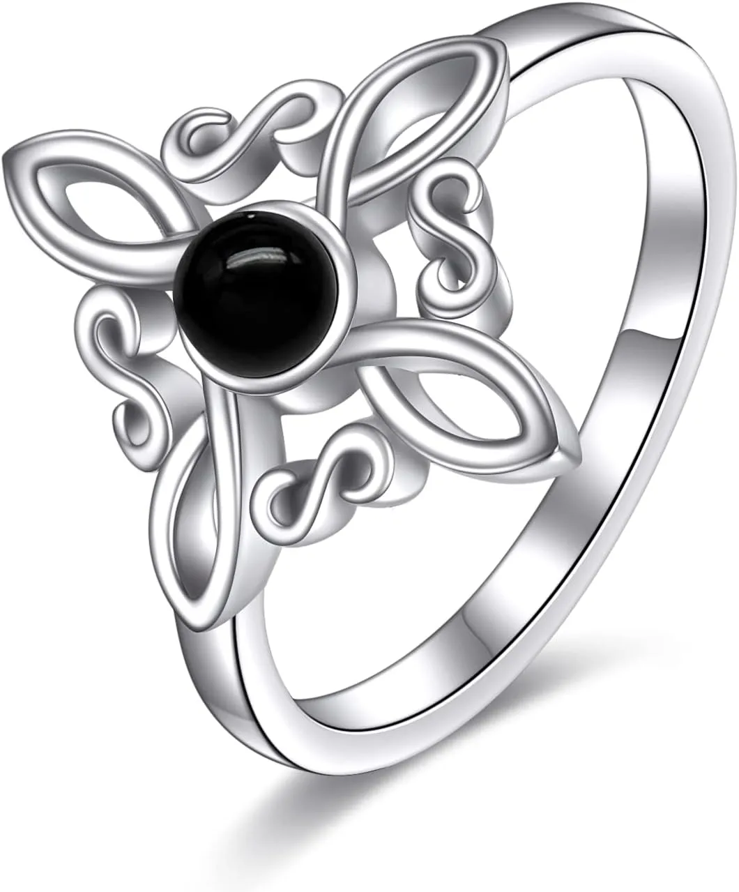 Witches Knot Rings Sterling Silver Witch's Magical Knot Rings Black Onyx Pagan Jewelry Celtic Cross Jewelry for Women