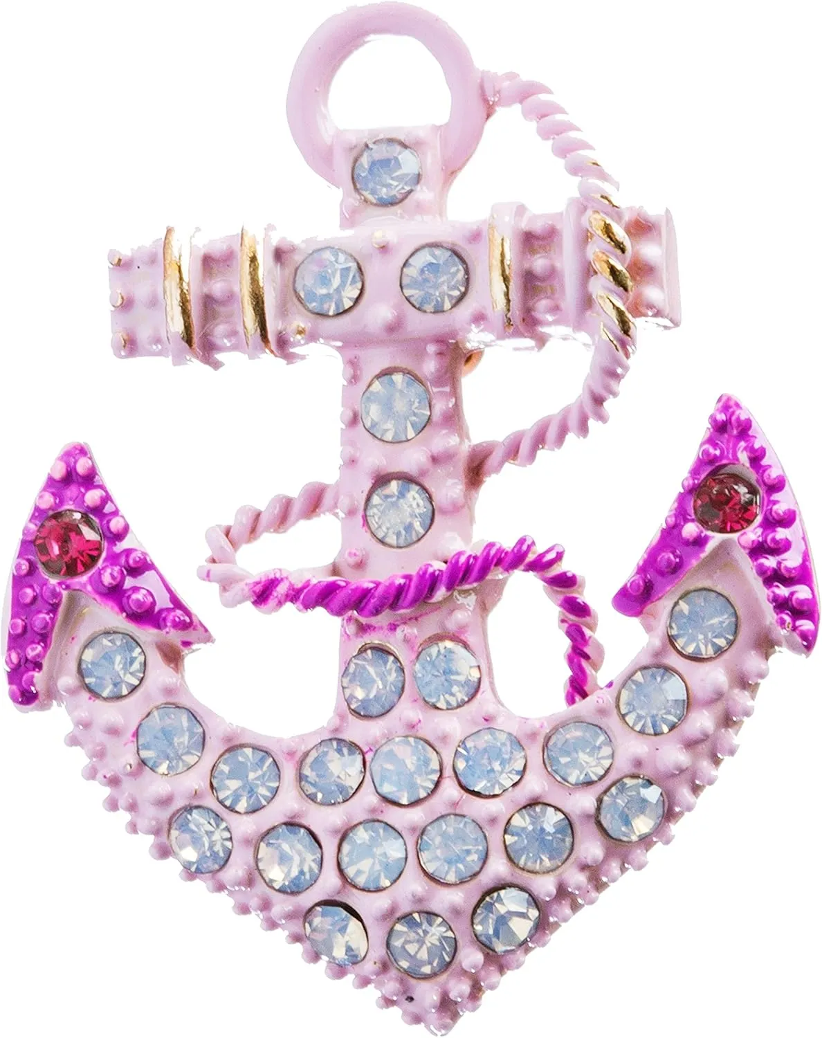 Women Nautical Jewelry Crystal Rhinestone Attractive Anchor Brooch Pin B163 Pink