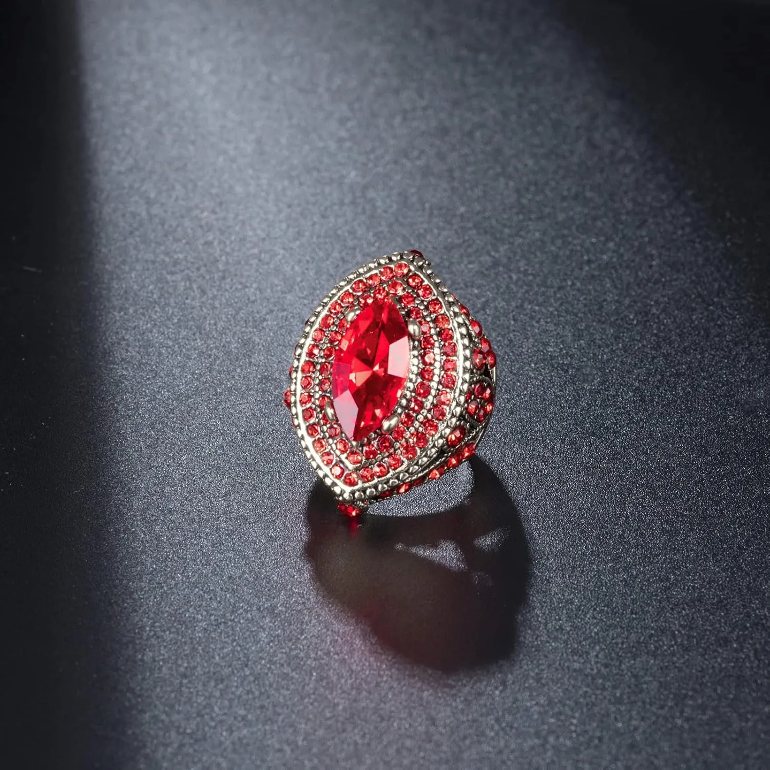Women Ring - 32mm Big Size Antique Gold Plated Turkish Style Red Gemstone Vintage Ring Women Jewelry J0769RED