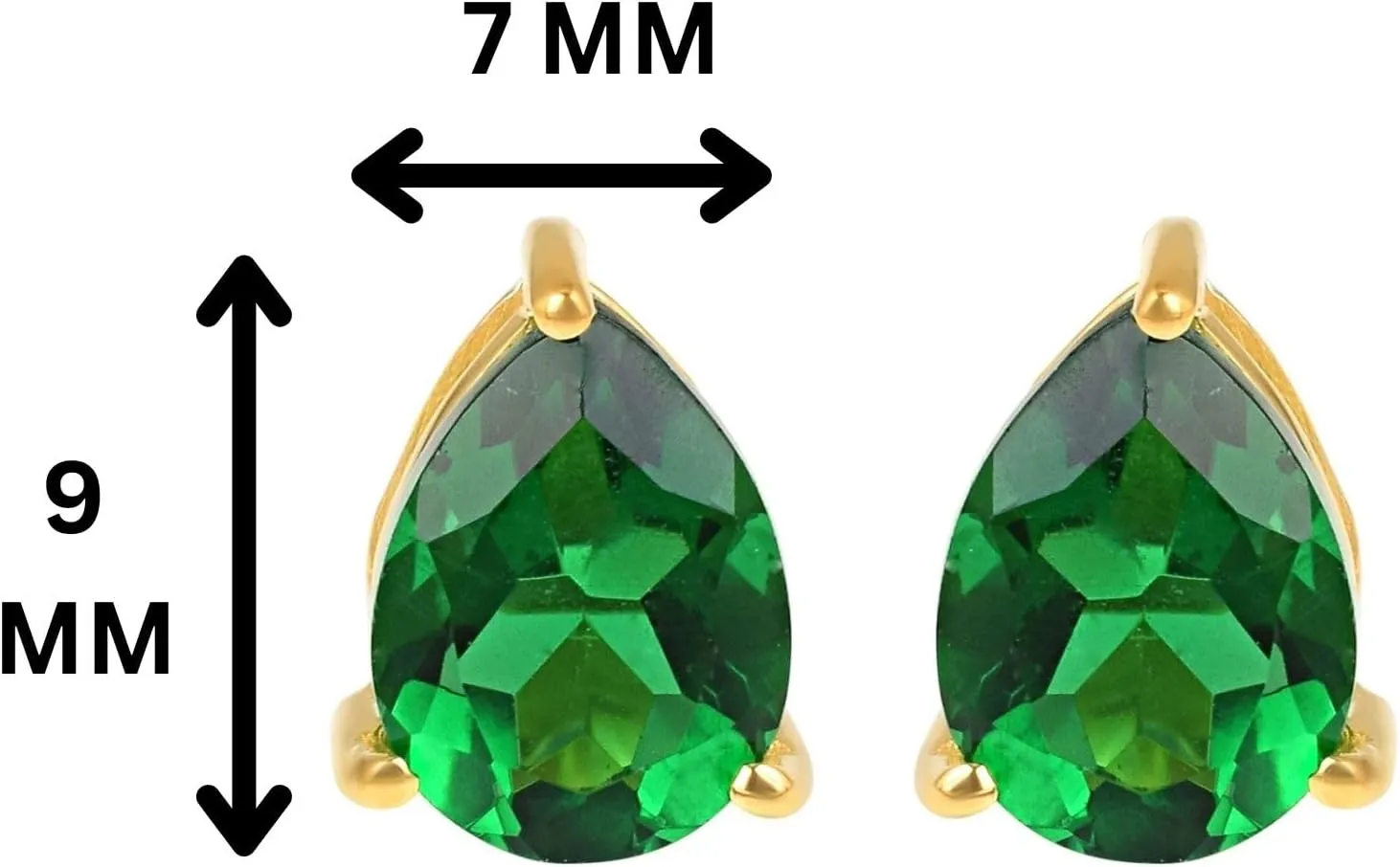 Women's 18K Gold Plated Metal 7x9 Pear Shape Gemstone Gemstone Stud Earrings - Birthstone Stud for Her