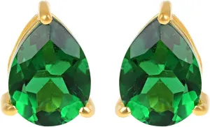 Women's 18K Gold Plated Metal 7x9 Pear Shape Gemstone Gemstone Stud Earrings - Birthstone Stud for Her