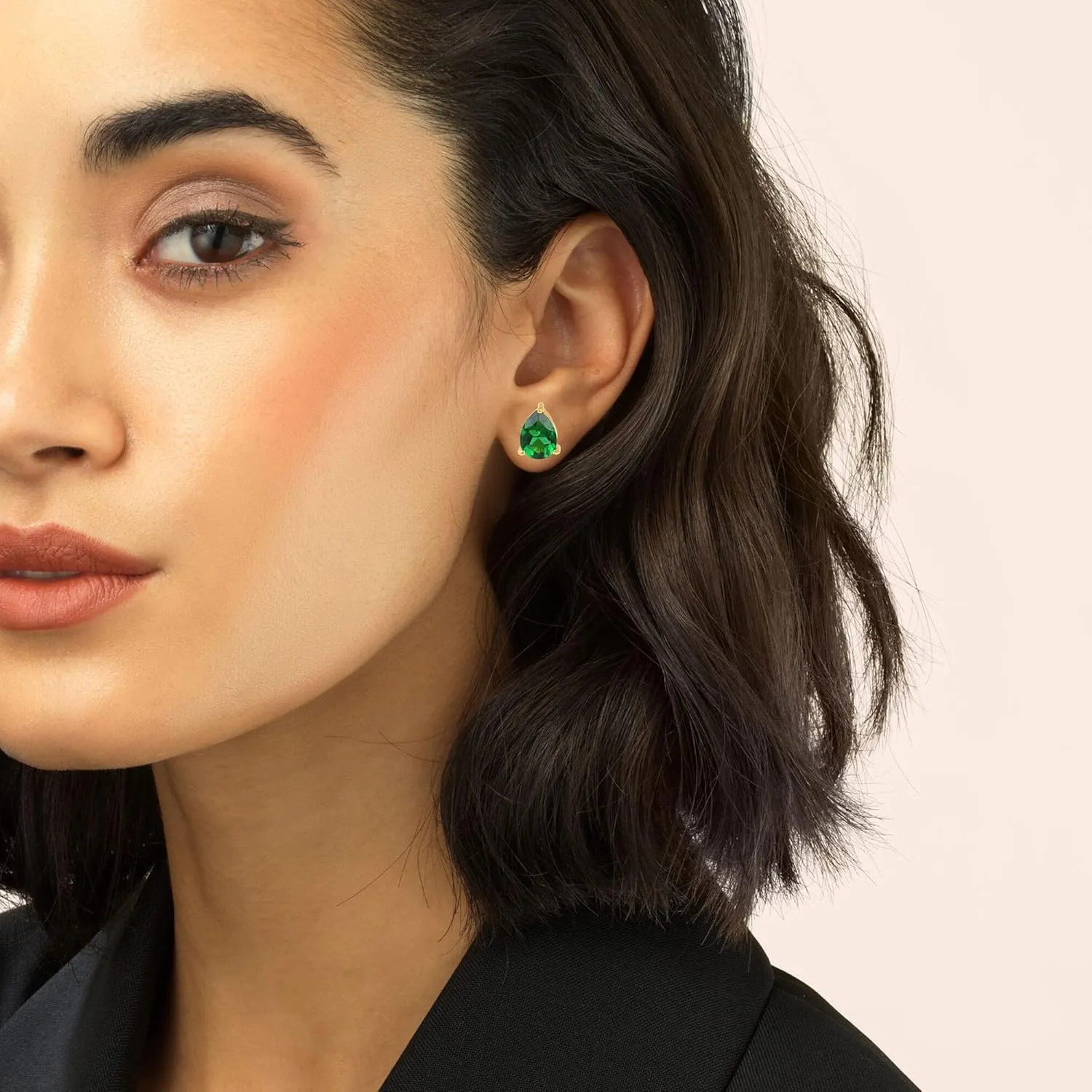 Women's 18K Gold Plated Metal 7x9 Pear Shape Gemstone Gemstone Stud Earrings - Birthstone Stud for Her