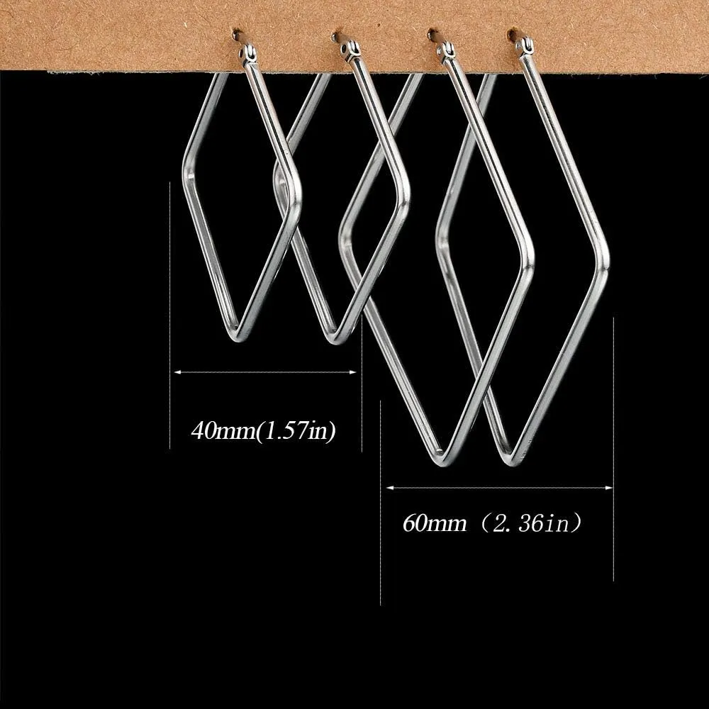 Women's 2 Pairs Lightweight Surgical Stainless Steel Hoop Earrings Set 50mm 35mm Diameter