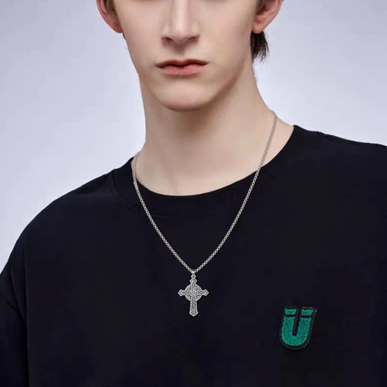 YAFEINI Cross Necklace 925 Sterling Silver Masonic/Celtic Cross Pendant Necklace Religious Christian Irish Jewelry Gifts for Women Men Girls