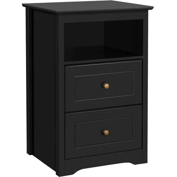 Yaheetech Tall Nightstand with 2 Drawer and 1 Cubby
