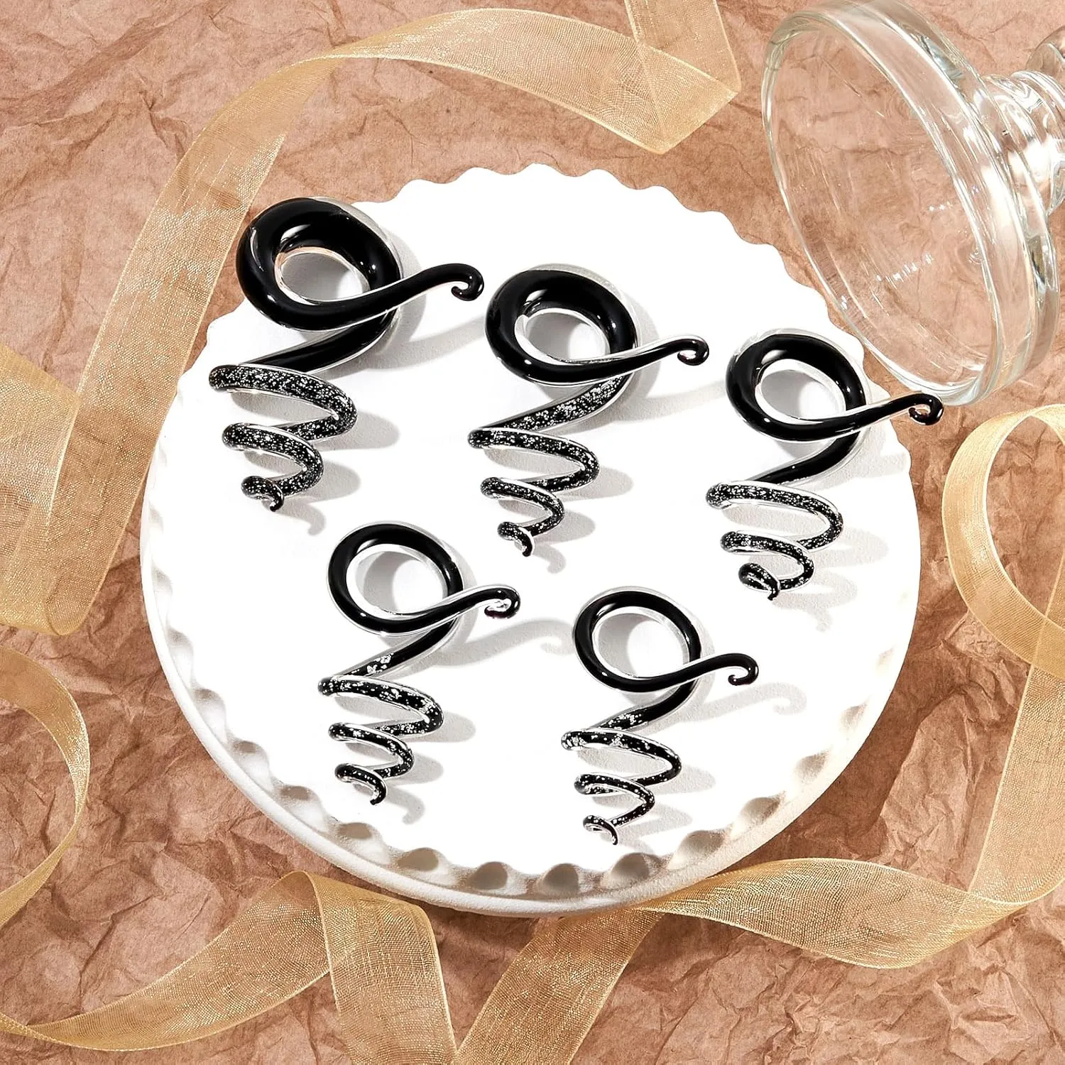 YOFANST 2pcs Glass Tapers Multi-Colors Spiral Plugs Piercing Ear Gauges Flesh Tunnel 4G-1/2 inch 5-12MM