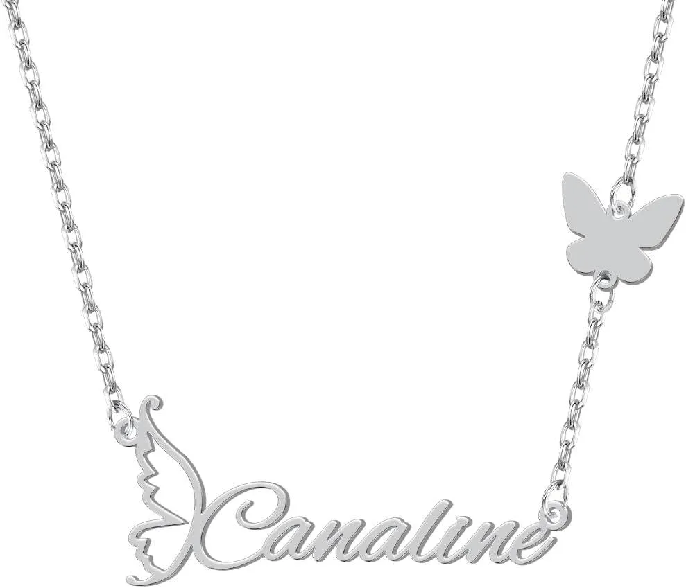 Yoke Style Gold Butterfly Necklace for Women, Custom Made Name necklace Dainty Personalized Jewelry Gifts for Mom on Christmas