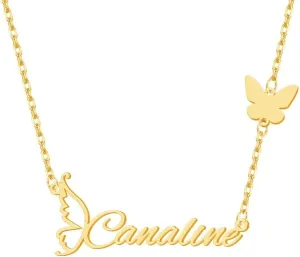 Yoke Style Gold Butterfly Necklace for Women, Custom Made Name necklace Dainty Personalized Jewelry Gifts for Mom on Christmas