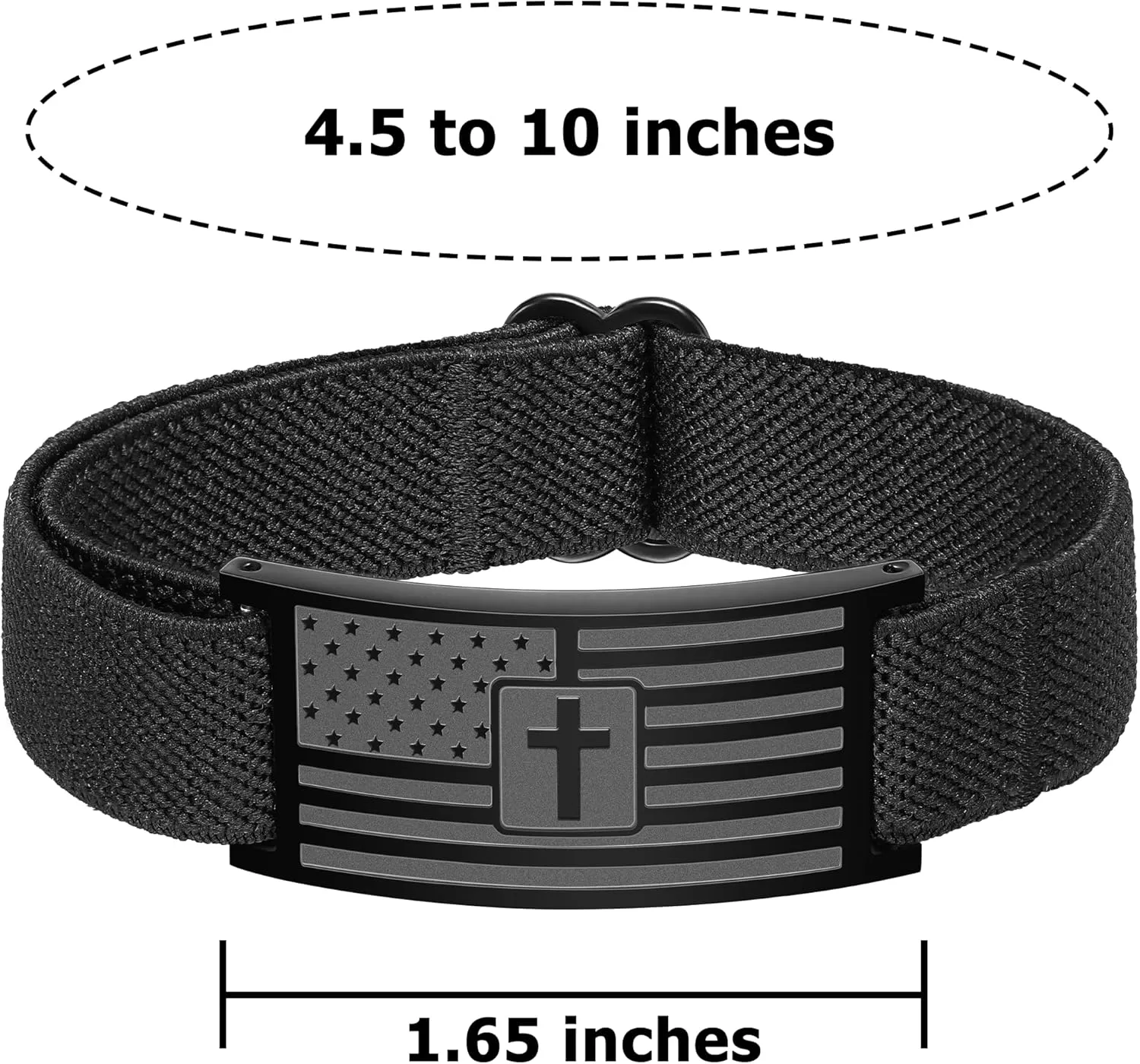 Zocomi 2025 Graduation Gifts for Boys/Fathers Day for Gifts for Men, American Flag Cross Bible Verse Bracelet, Black Elastic Stretch Strap Adjustable Bracelets Christian Jewelry Gifts