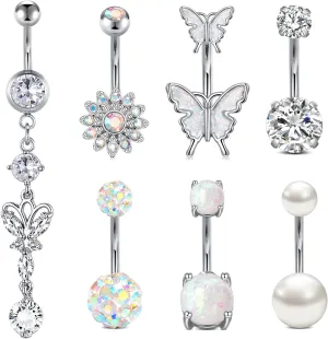 Zolure 14G 10MM Belly Button Ring Hypoallergenic Dangling Clicker Hoop Belly Piercing Jewelry for Women